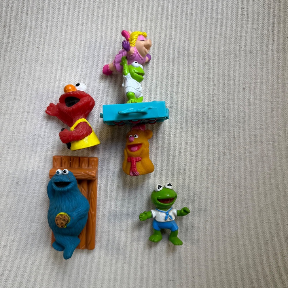 Vintage Muppets Sesame Street Figure Lot Kermit Elmo Cookie Monster Fozzie PVC